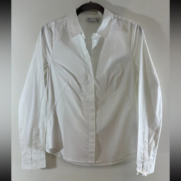 ASOS Design White Long Sleeve Fitted Collared Button Front Shirt - Picture 4 of 9